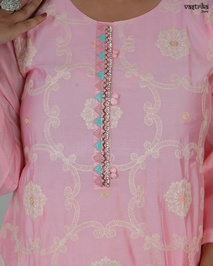 Round-Neck Kurti with Resham & Hand Embroidery Work