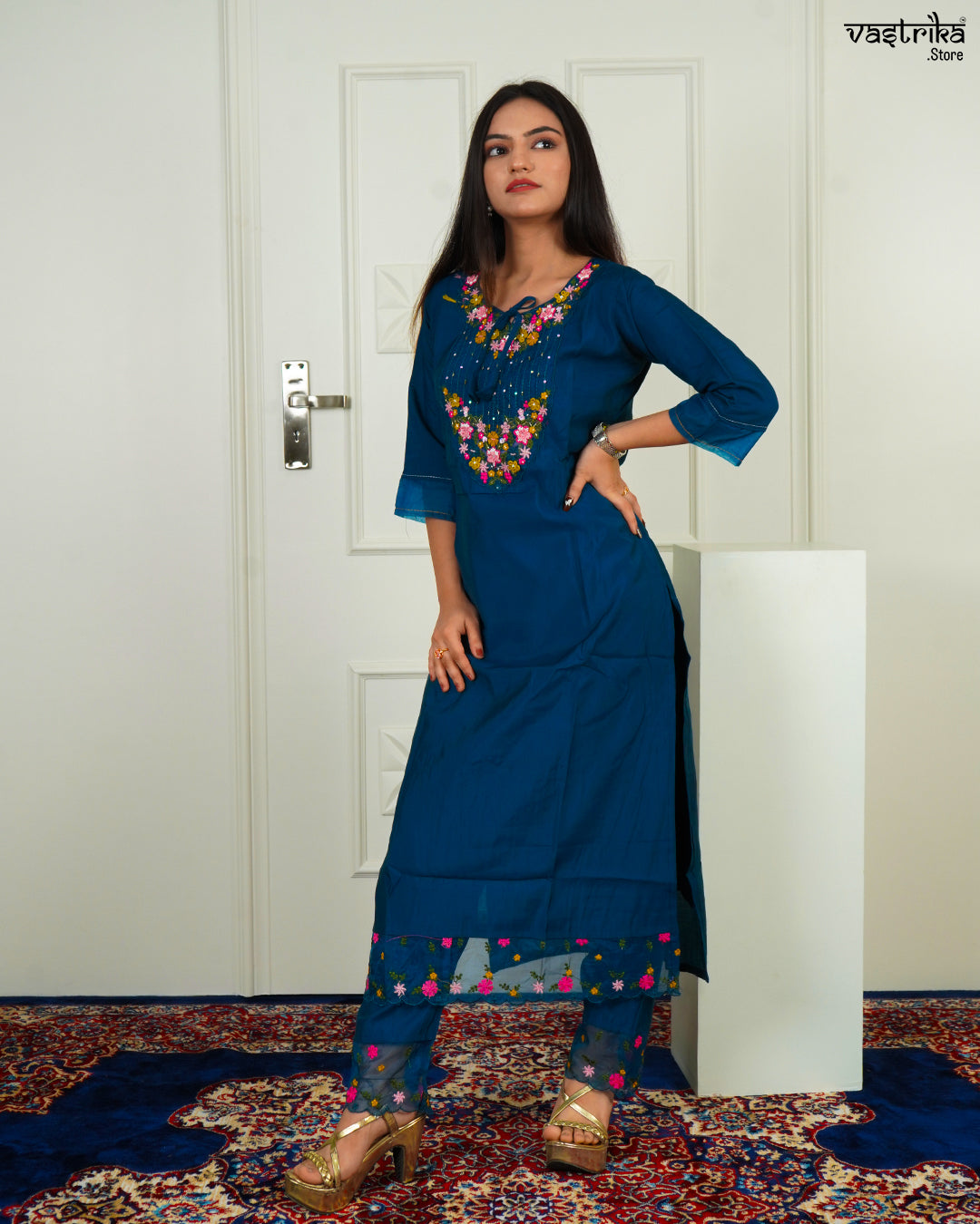 Organza Bloom Kurti Set