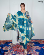 Firozi Maslin Aalia Cut Frock Set with Embroidered Dupatta