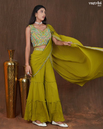 Regalia Georgette Sharara Saree Set