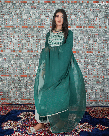 Resham Embroidered Kurti Set