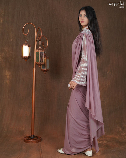 Elysia Handworked Drape Saree with Umbrella Top