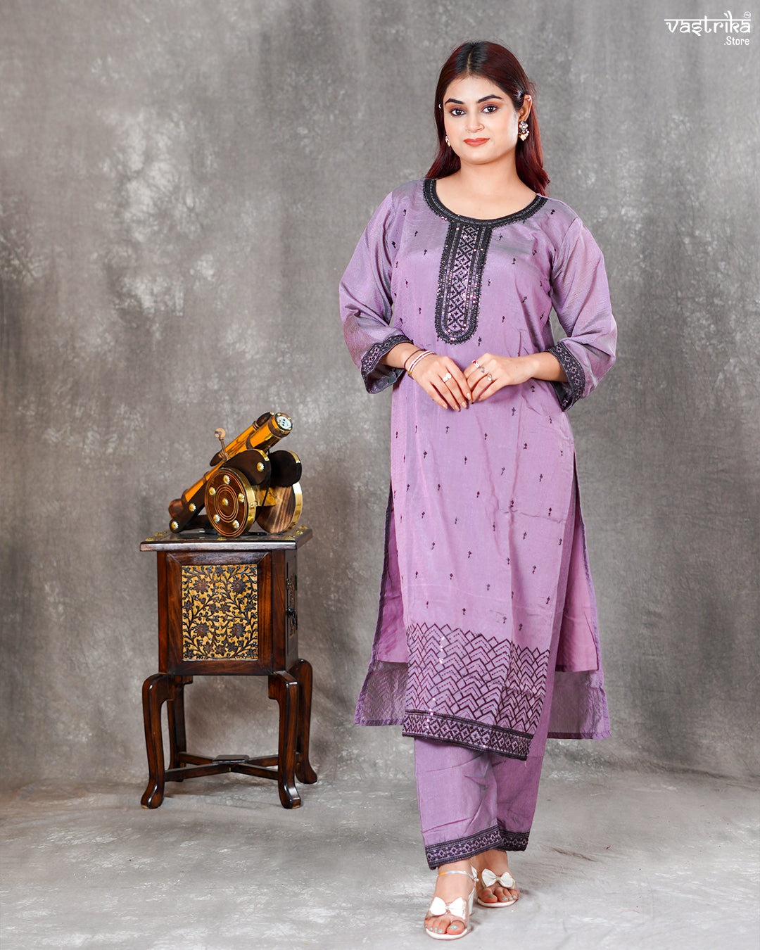 Silk Kurti Set with Sequence Dupatta