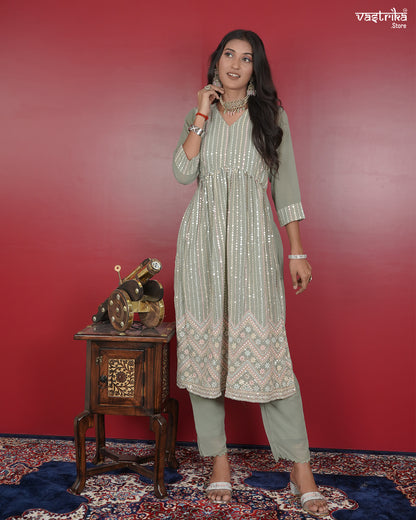 Nyra Cut Kurti Set with Sequin Detailing