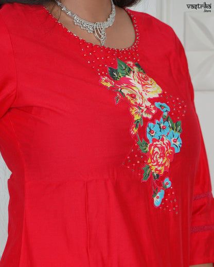 Elegant Handworked Patchwork Kurti Set