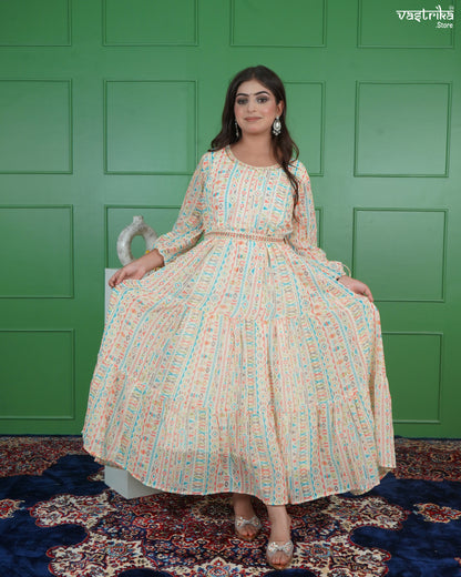 Chic Hand-Worked Belted One-Piece Frock