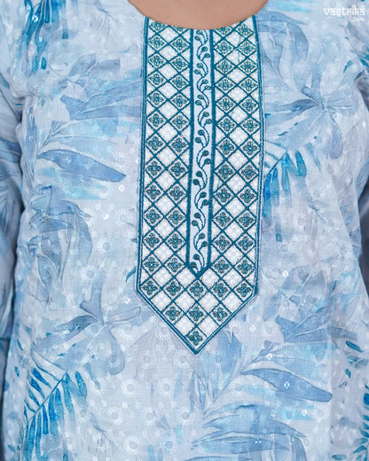 Cotton Kurti Set with Chikan & Chanderi Silk Dupatta