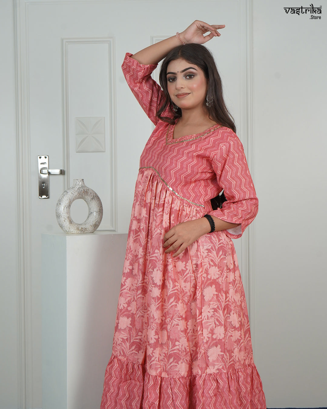 Printed Sequin One-Piece Frock