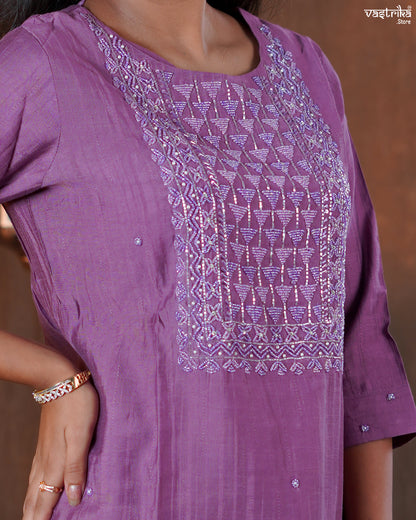 Cotton Kurti Set with Katdana & Handwork with Organza Dupatta