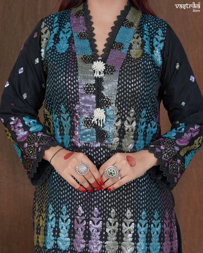 Riyana Sequin Jaal Kurti Set with Moti Dupatta