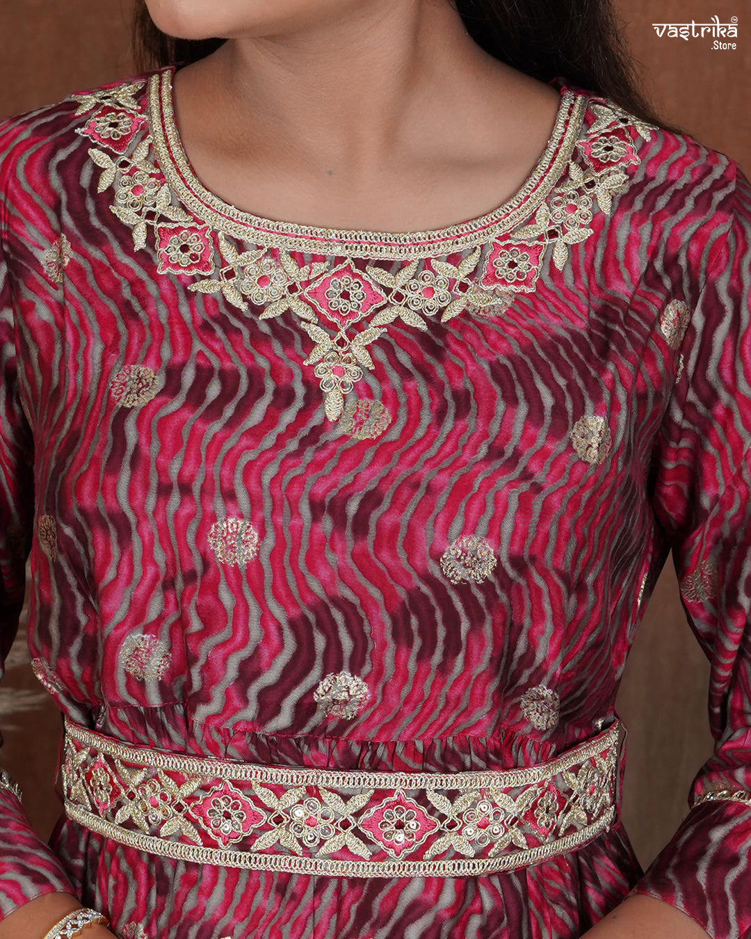 Maslin One-Piece Frock with Jari & Sequin Work Belt