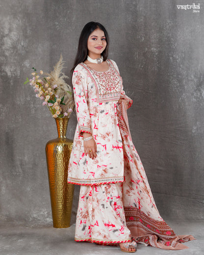Ryon Cotton Kurti Set with Sharara & Dupatta