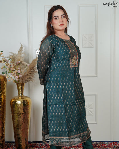 Round Gala Kurti Set with Jari & Handwork Detailing