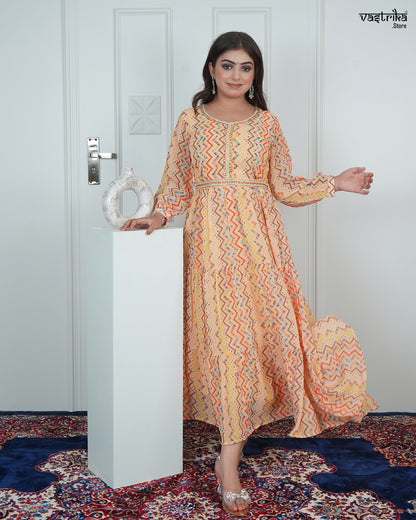 Hand-Worked Round Neck Shirt-Style Frock