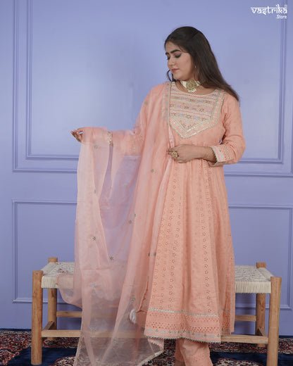 Chikankari Thread Work Frock Set