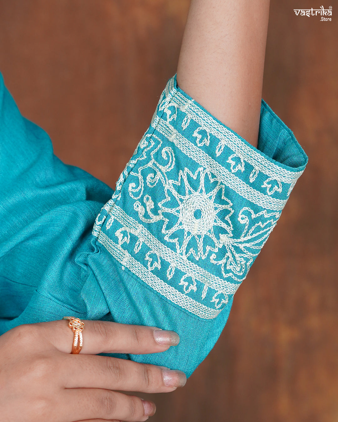 Silk Cord Set with Aari & Kadhai Thread Work