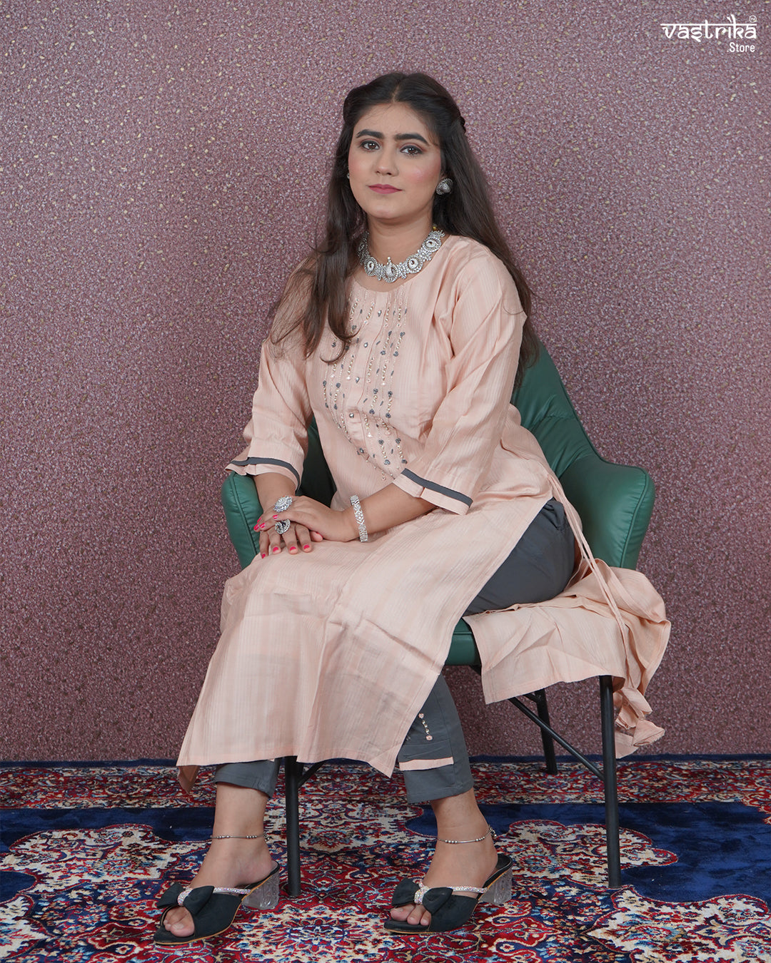 Hand-Embroidered Kurti Set – Elegant & Comfortable