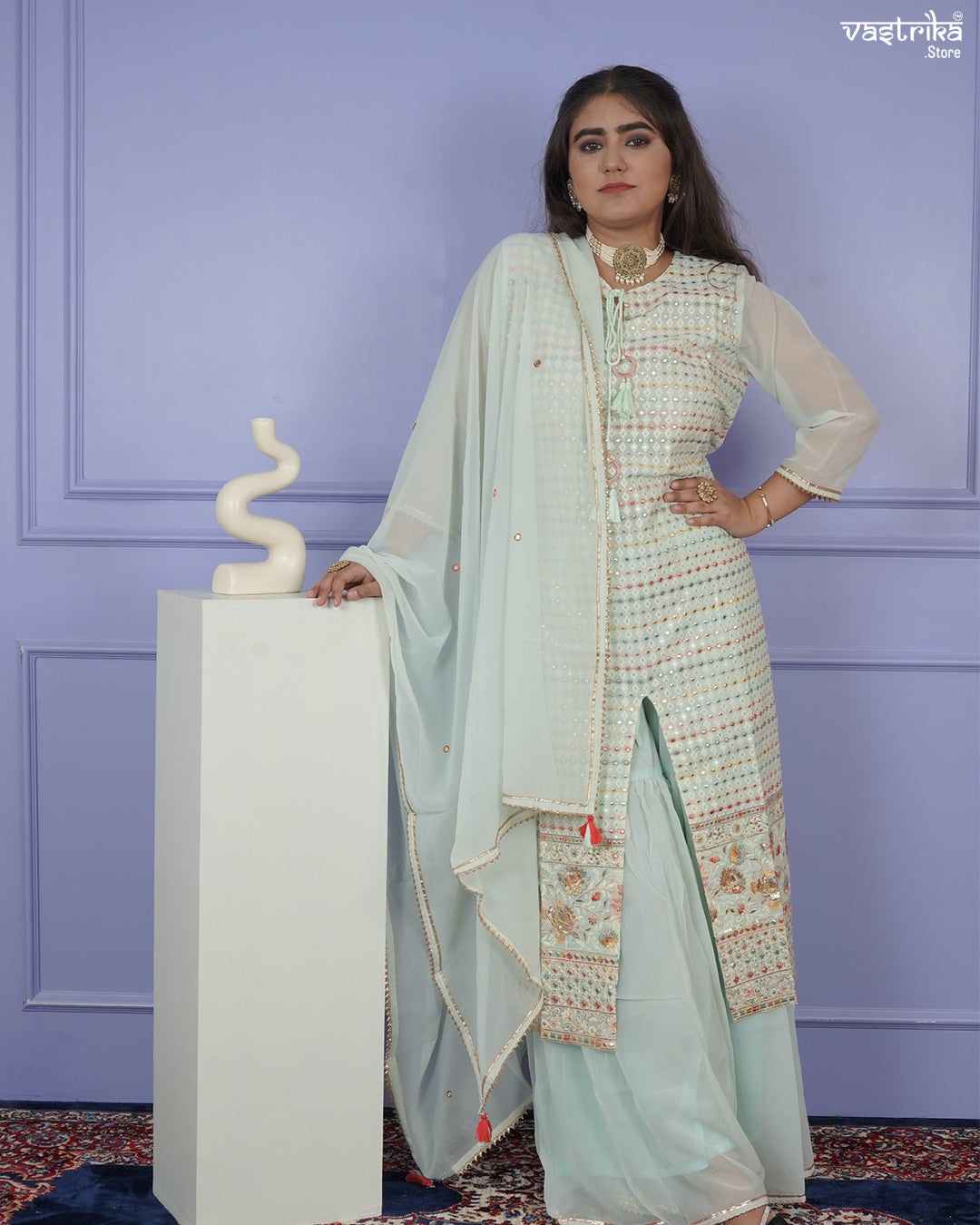 Elegant Resham Embroidered Sharara Set