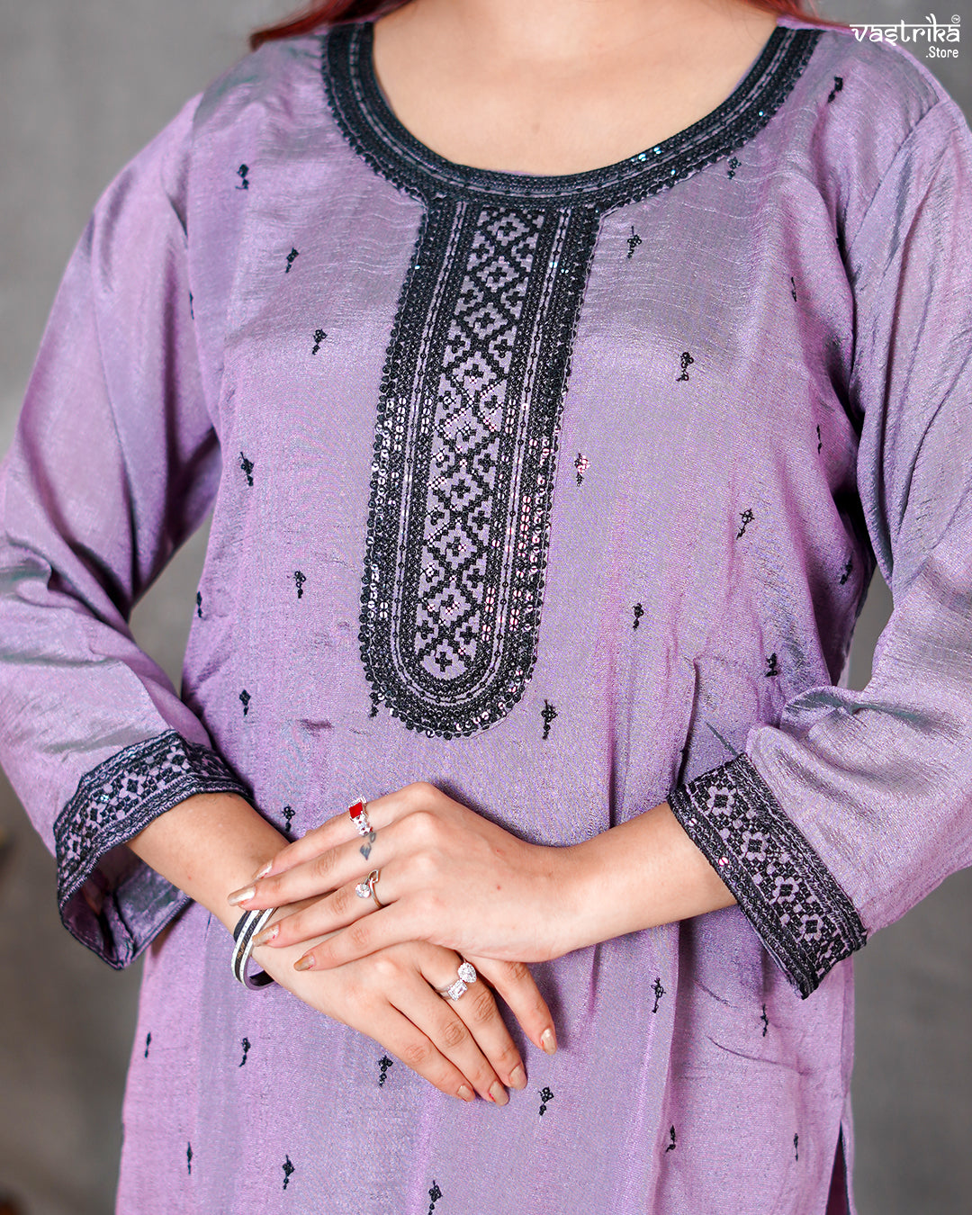 Silk Kurti Set with Sequence Dupatta