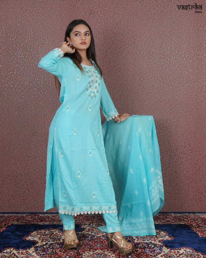 Elegant Rayon Cotton Kurti Set with Handwork Detailing