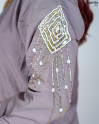 Grey Masleen Coord Set with Handwork & Sequence