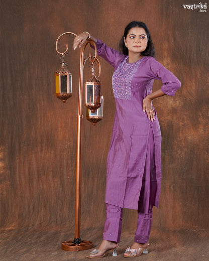 Cotton Kurti Set with Katdana & Handwork with Organza Dupatta