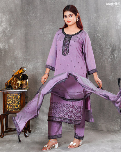 Silk Kurti Set with Sequence Dupatta