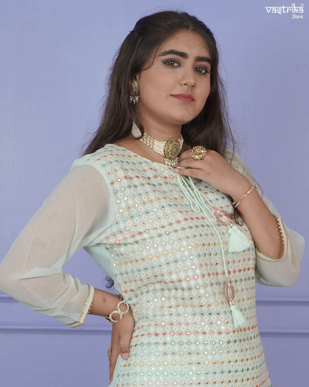 Elegant Resham Embroidered Sharara Set