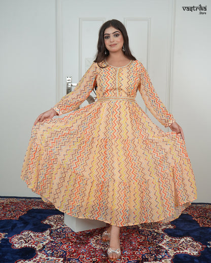 Hand-Worked Round Neck Shirt-Style Frock