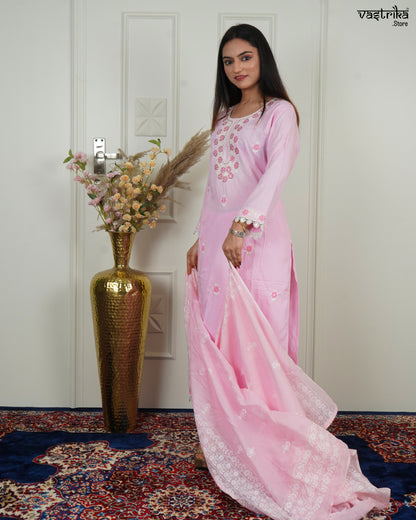 Thread Bloom Cotton Kurti Set