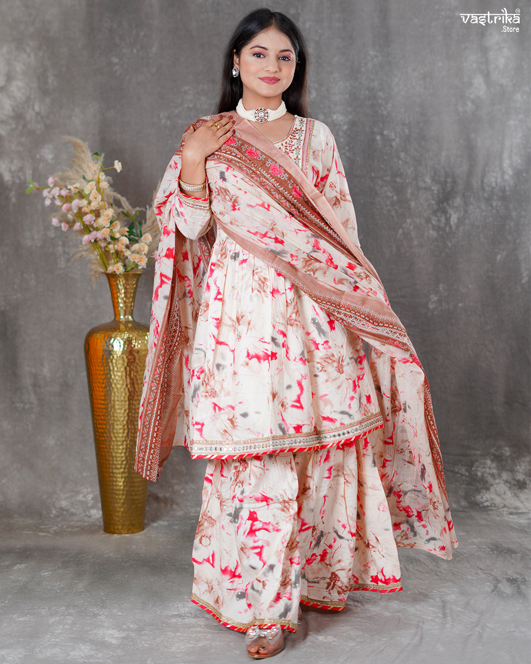 Ryon Cotton Kurti Set with Sharara & Dupatta