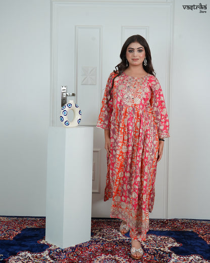 Printed Jari & Sequence Work Froack Set