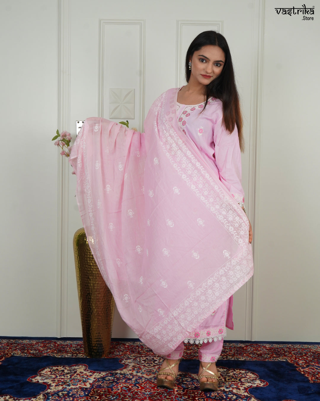 Thread Bloom Cotton Kurti Set