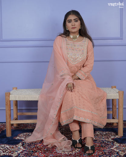 Chikankari Thread Work Frock Set