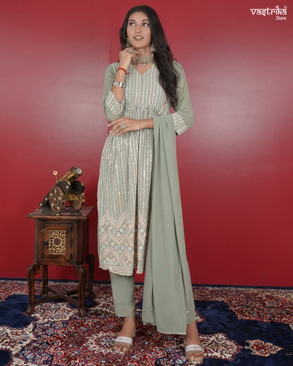 Nyra Cut Kurti Set with Sequin Detailing