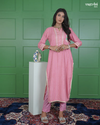 Gota Patti Hand-Embroidered Kurti Set