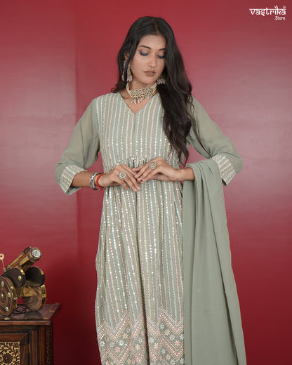 Nyra Cut Kurti Set with Sequin Detailing